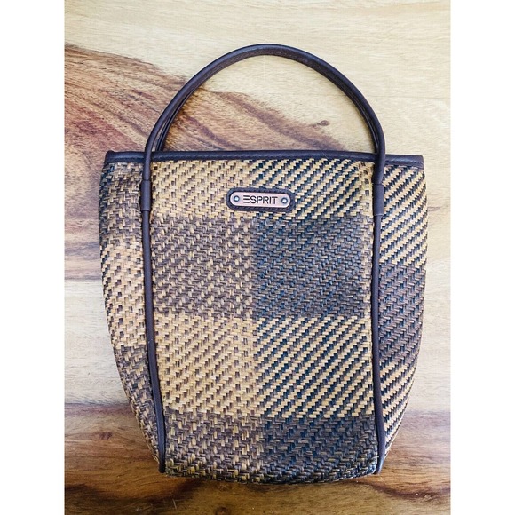 Esprit Handbags - Vintage Esprit Handbag Clutch Purse Woven Small Brown Women Men 8.5 x 8” Cute